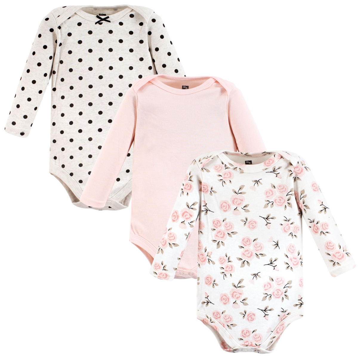 Hudson Baby Baby Girls Cotton Long-Sleeve Bodysuits, Cinnamon Pink Prints 3-Pack - Cinnamon pink prints 3-pack