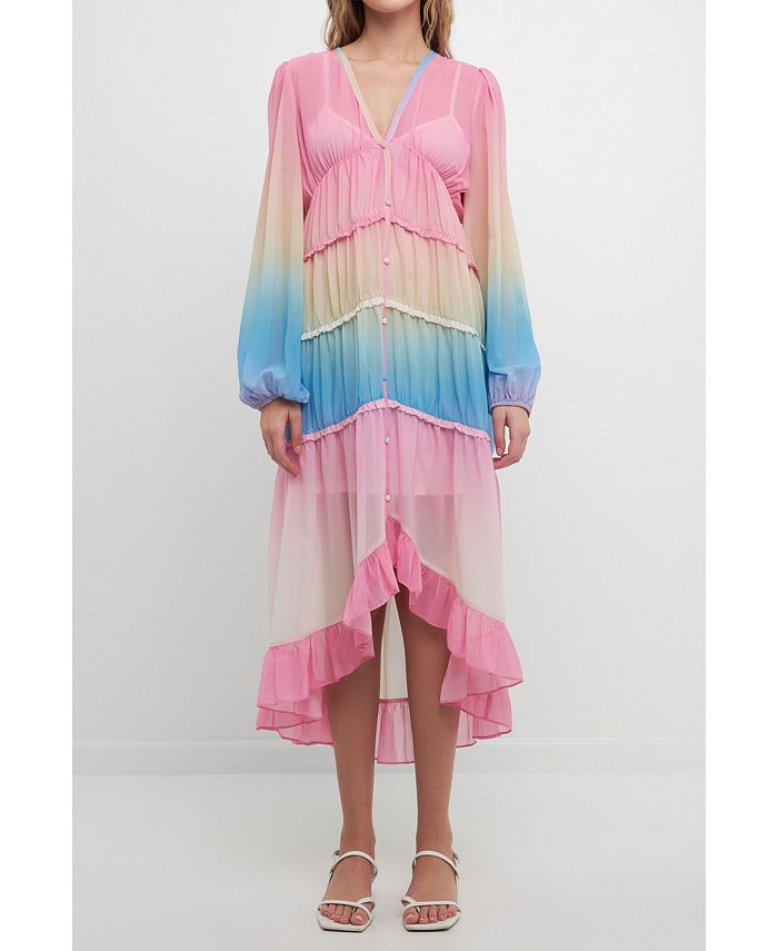 Tie dye high low dress hotsell