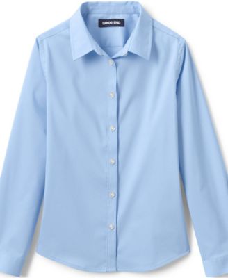 Big Girls School Uniform No Gape Long Sleeve Stretch Shirt