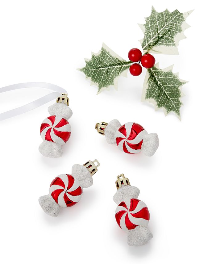 Holiday Lane Mini Peppermint Candy Ornaments, Set of 4, Created for ...