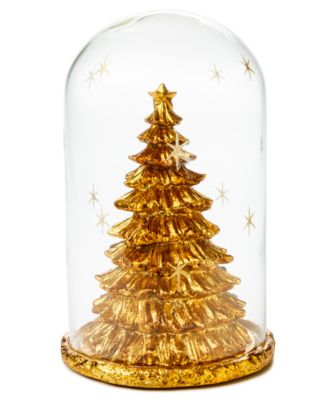 Holiday Lane - Burgundy and Blush Glass-Domed Gold-Tone Christmas Tree Decor
