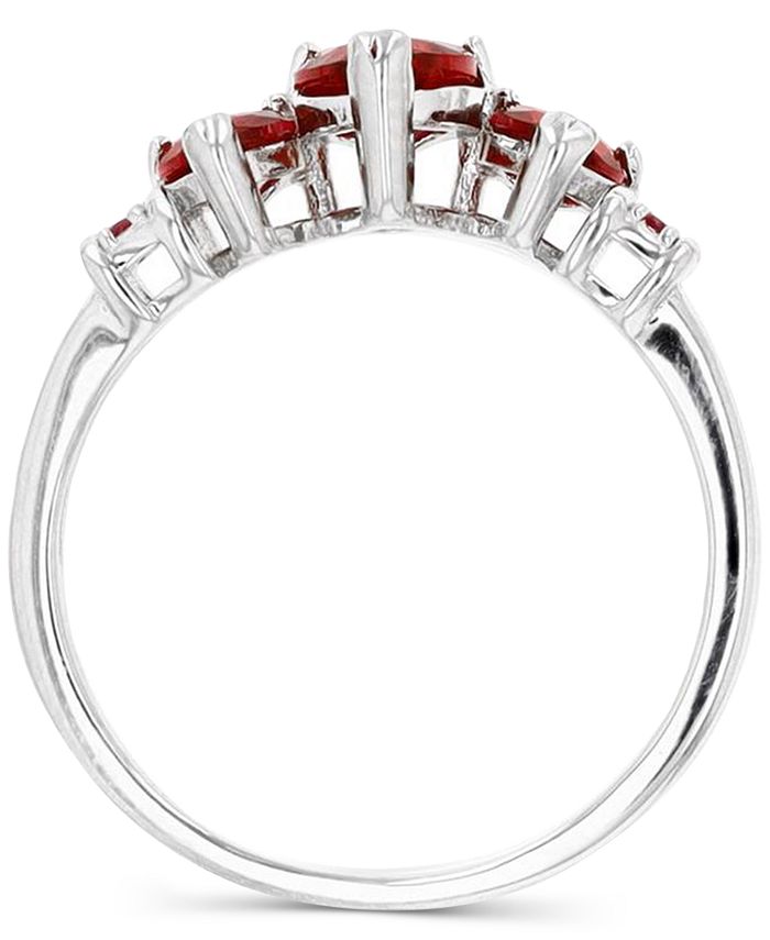 Macy's Lab-Grown Ruby Heart Graduated Ring (1-3/8 ct. t.w.) in Sterling ...