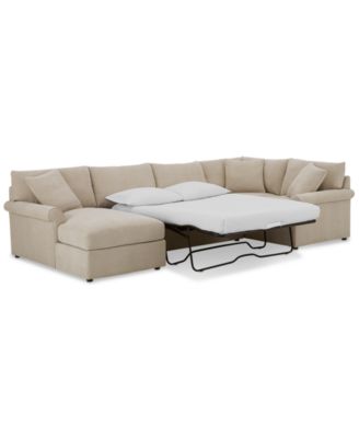 Wrenley 138" 4-Pc. Fabric Modular Chaise Sleeper Sectional Sofa