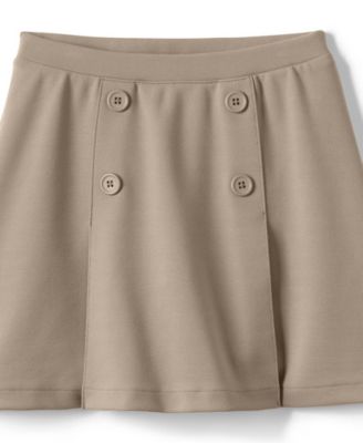 Little Girls School Uniform Ponte Button Front Skort Above the Knee