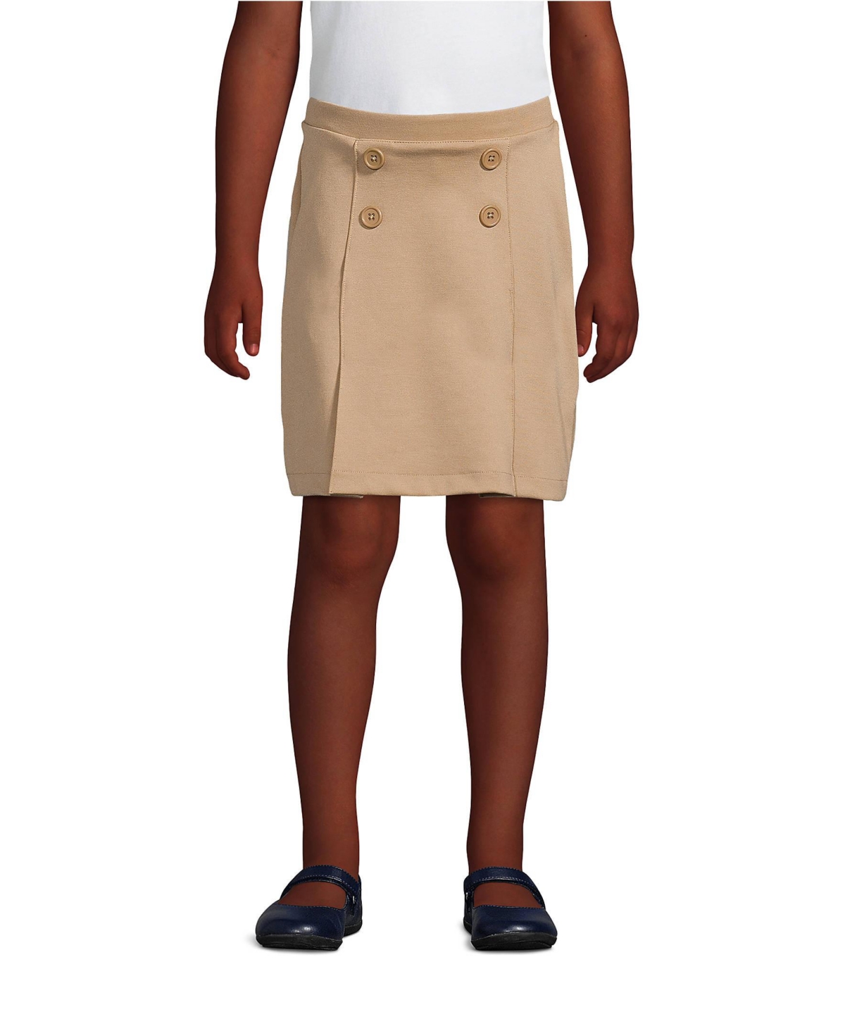 Lands' End Little Girls School Uniform Ponte Button Front Skort Above the Knee