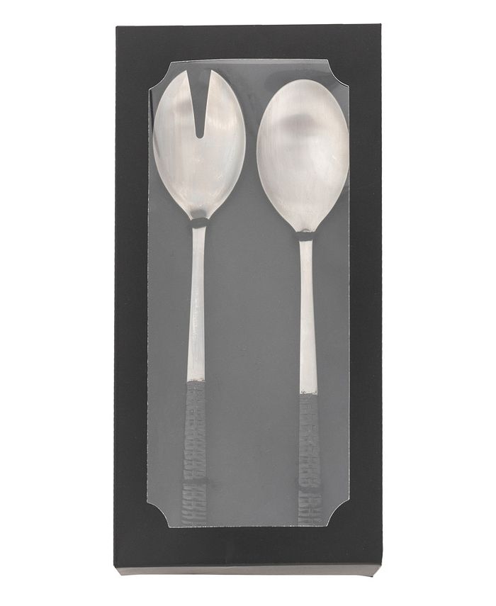 Artifacts Trading Company Rattan Stainless Steel Serving 2 Pieces Set