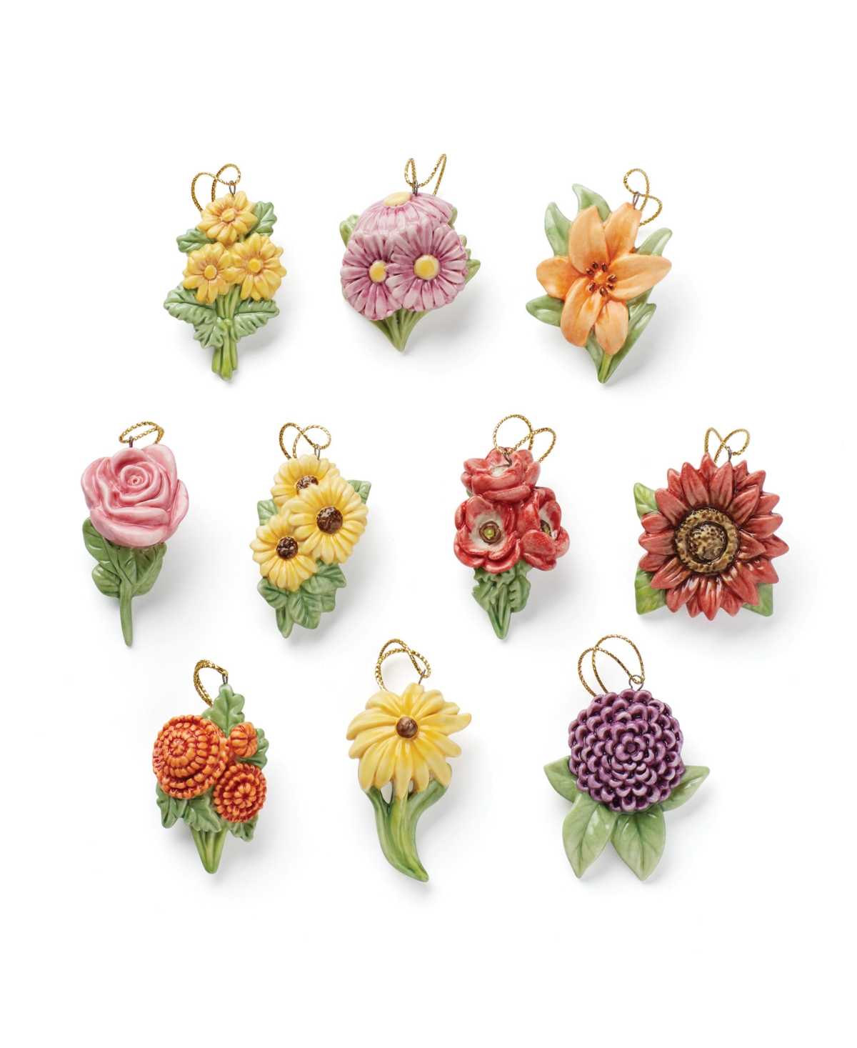 Shop Lenox Fall Flowers 10-piece Ornament Set In Multi And No Color
