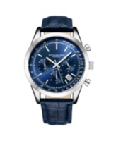 Stuhrling Men's Monaco Blue Leather , Blue Dial , 44mm Round Watch - Blue