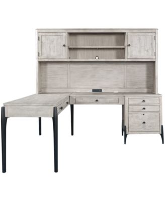 Furniture Zane 4PC Modular Desk Set (Modular Keyboard Tray, Writing Desk, Modular File and Hutch)