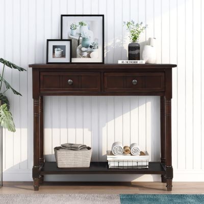 Daisy Series Console Table Traditional Design With Two Drawers And Bottom Shelf