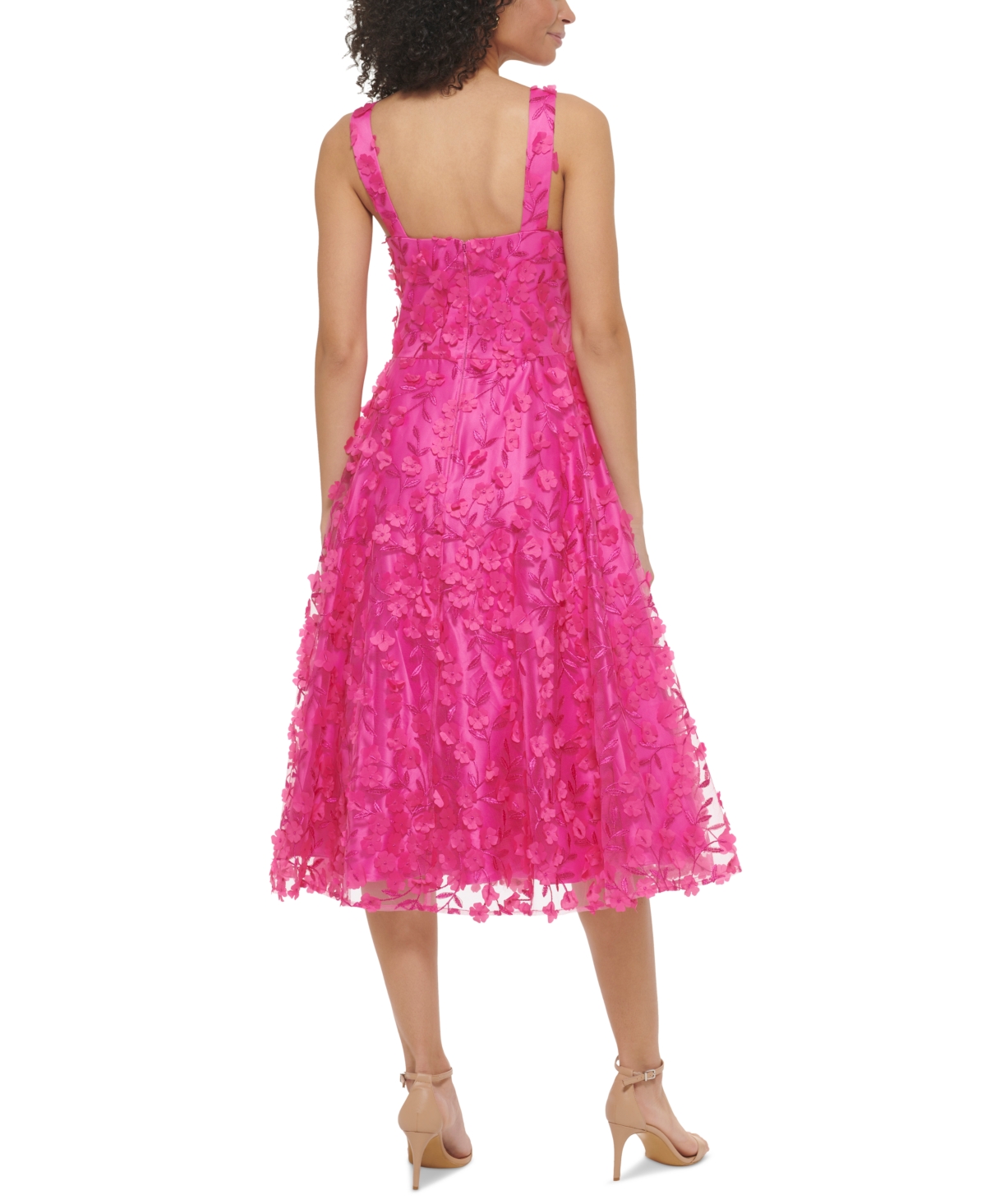 Shop Eliza J Women's 3d-floral Fit & Flare Midi Dress In Cobalt