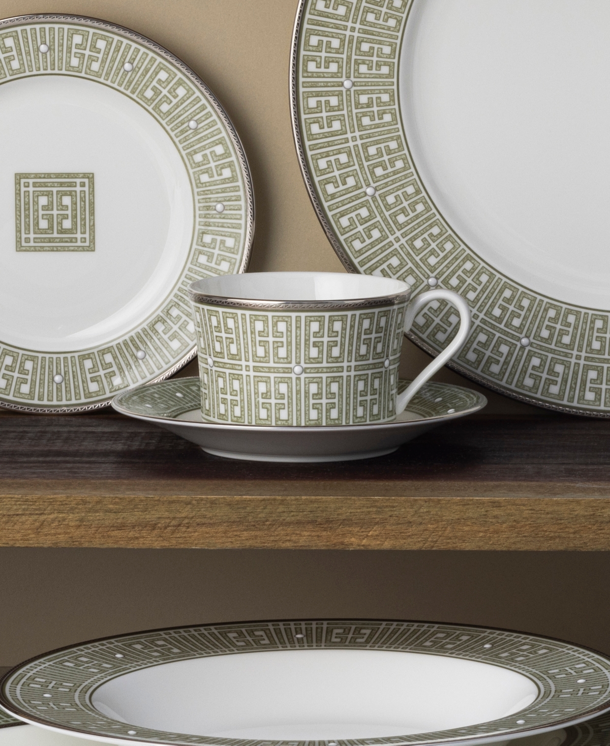 Noritake Infinity Green Platinum 4 Piece Cup Set, Service For 4 In Green Platinum