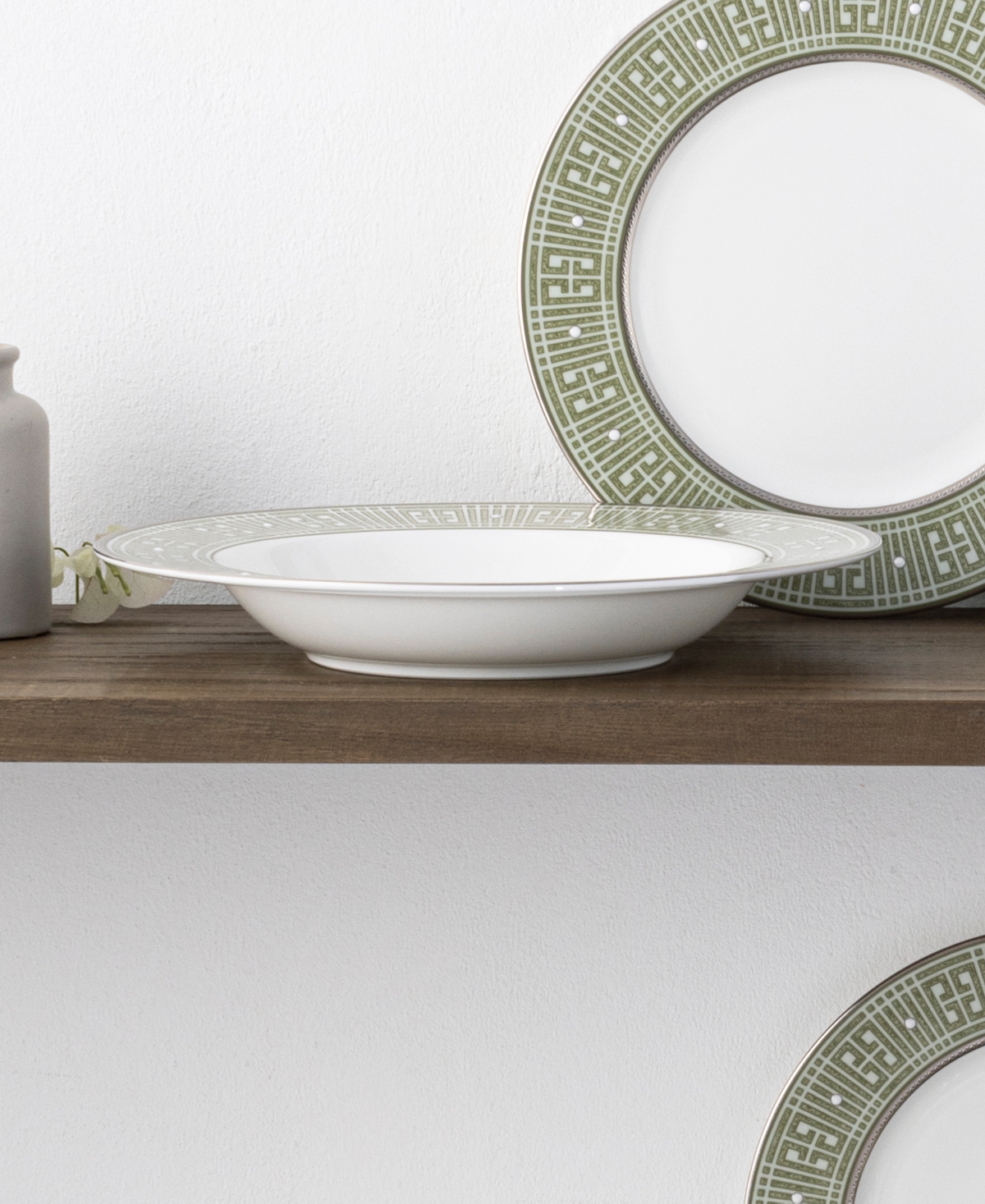Noritake Infinity Green Platinum 4 Piece Soup Bowl Set 12 Oz, Service For 4 In Green Platinum