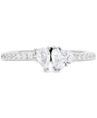 Cubic Zirconia Heart & Pear Two-Stone Ring 