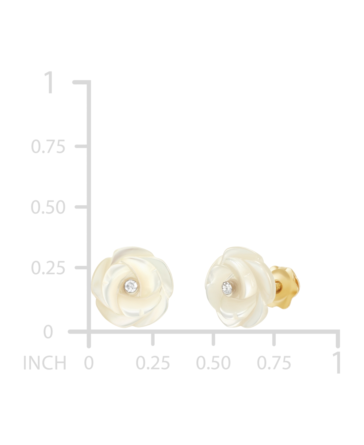 Children's Mother of Pearl & Crystal Flower Stud Earrings in 14k- Gold