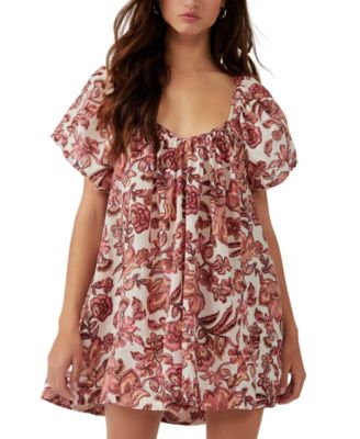 Free People blush pink & discount black changing times floral print blouse tunic Small