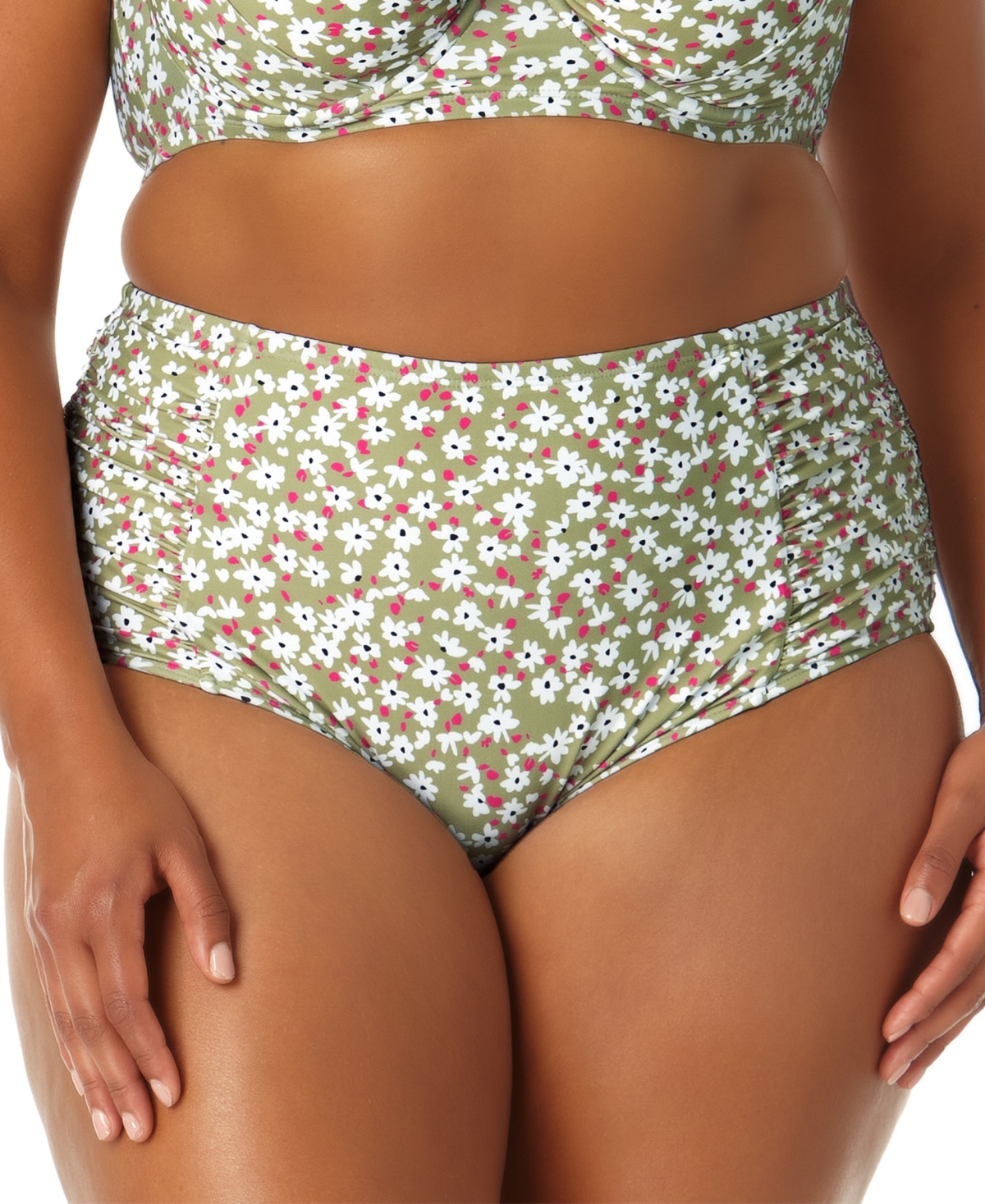Anne Cole Plus Size Shirred Tummy-Control Bikini Bottoms Women's Swimsuit