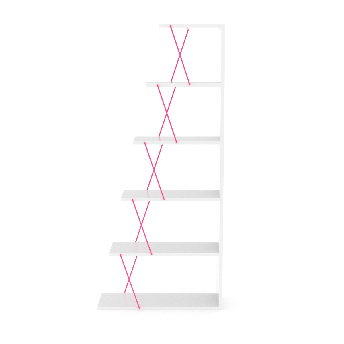 Modern 5 Tier Ladder Bookshelf Organizers, Narrow Bookshelf For Small Space - White