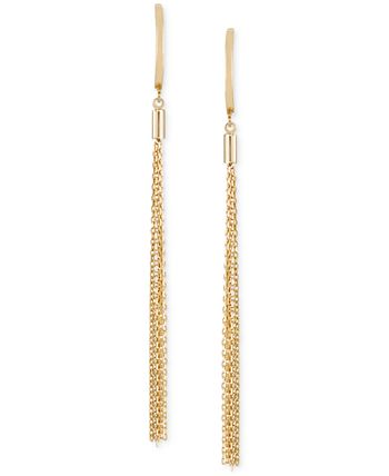 Macy s Long Tassel J Hoop Drop Earrings in 10k Gold Macy s