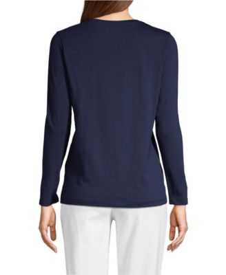 Lands' End Petite Relaxed Supima Cotton Long Sleeve Crew
