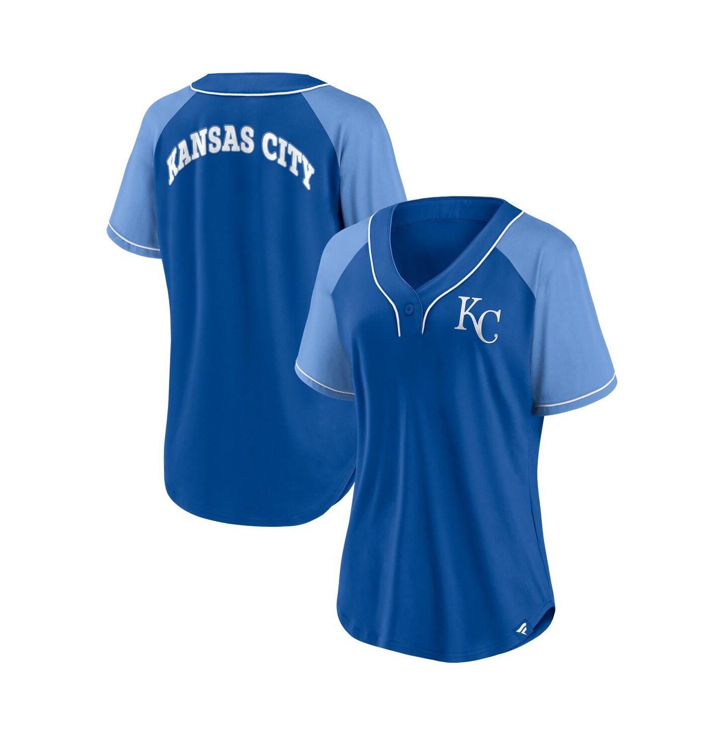 Женская футболка Fanatics Royal Kansas City Royals Ultimate Style Raglan V-Neck — фото 1