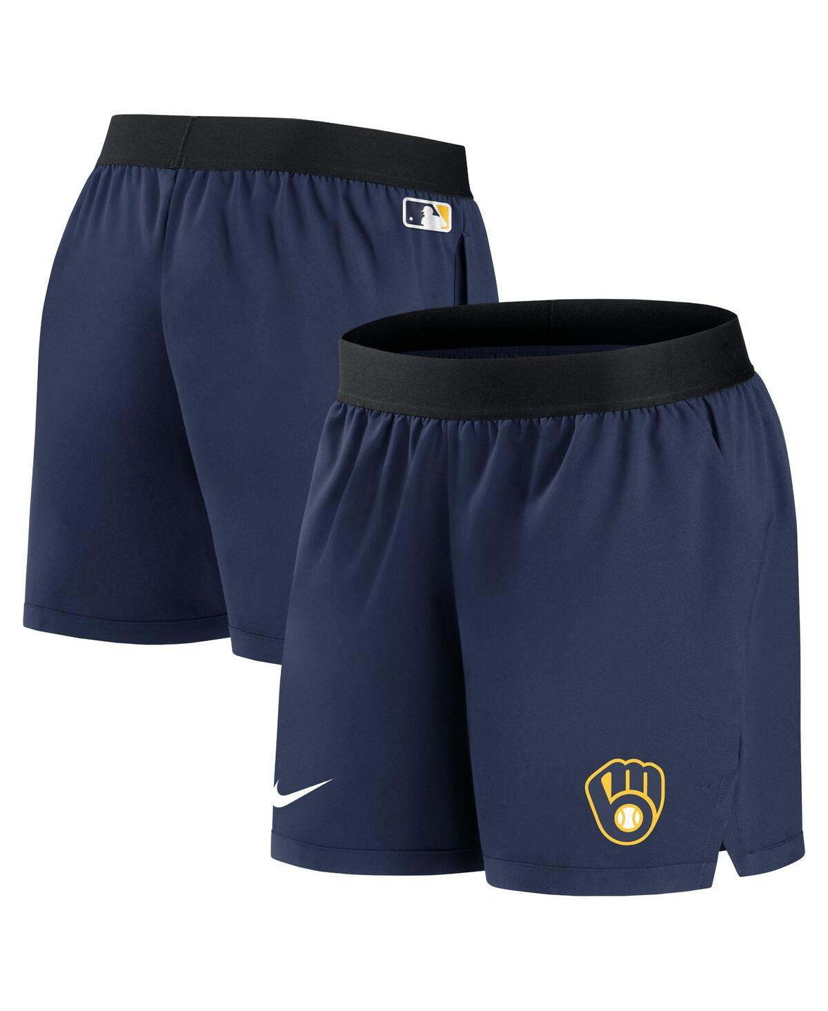 Shop Nike Women's  Navy Milwaukee Brewers Authentic Collection Team Performance Shorts