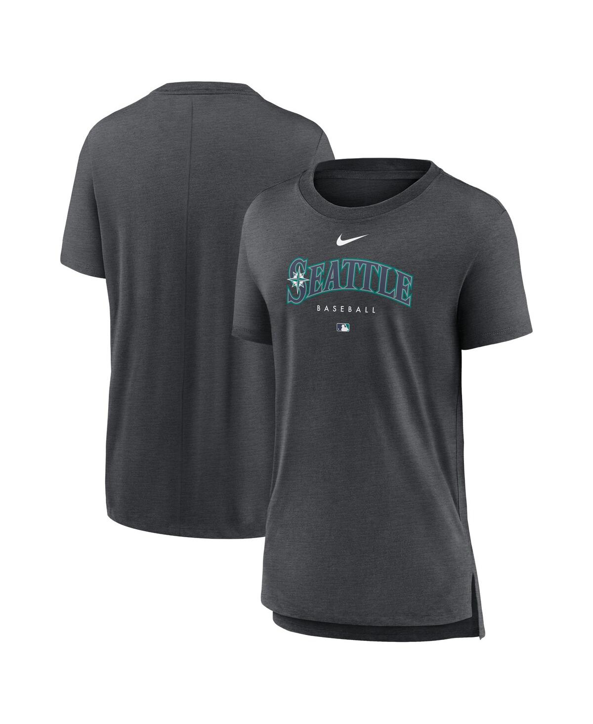 Nike Women's  Heather Charcoal Seattle Mariners Authentic Collection Early Work Tri-blend T-shirt In Heather Charcoal