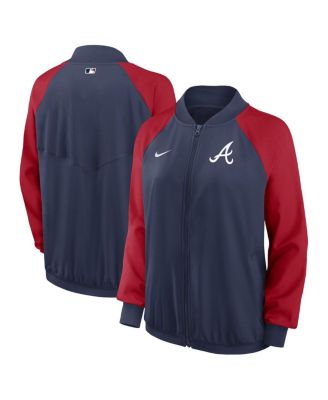 Women's Navy Atlanta Braves Authentic Collection Team Raglan Performance Full-Zip Jacket
