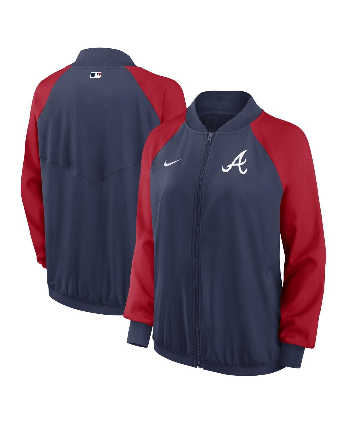 Shop Nike Women's  Navy Atlanta Braves Authentic Collection Team Raglan Performance Full-zip Jacket