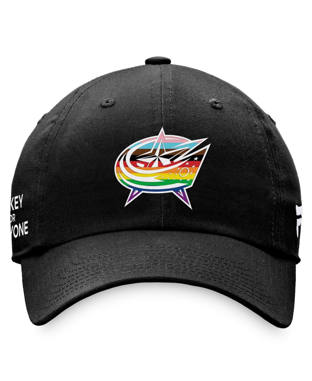 Fanatics Branded Black Columbus Blue Jackets Team Logo Pride Adjustable Hat In Black