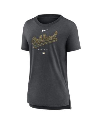 Women's Heather Charcoal Oakland Athletics Authentic Collection Early Work Tri-Blend T-shirt