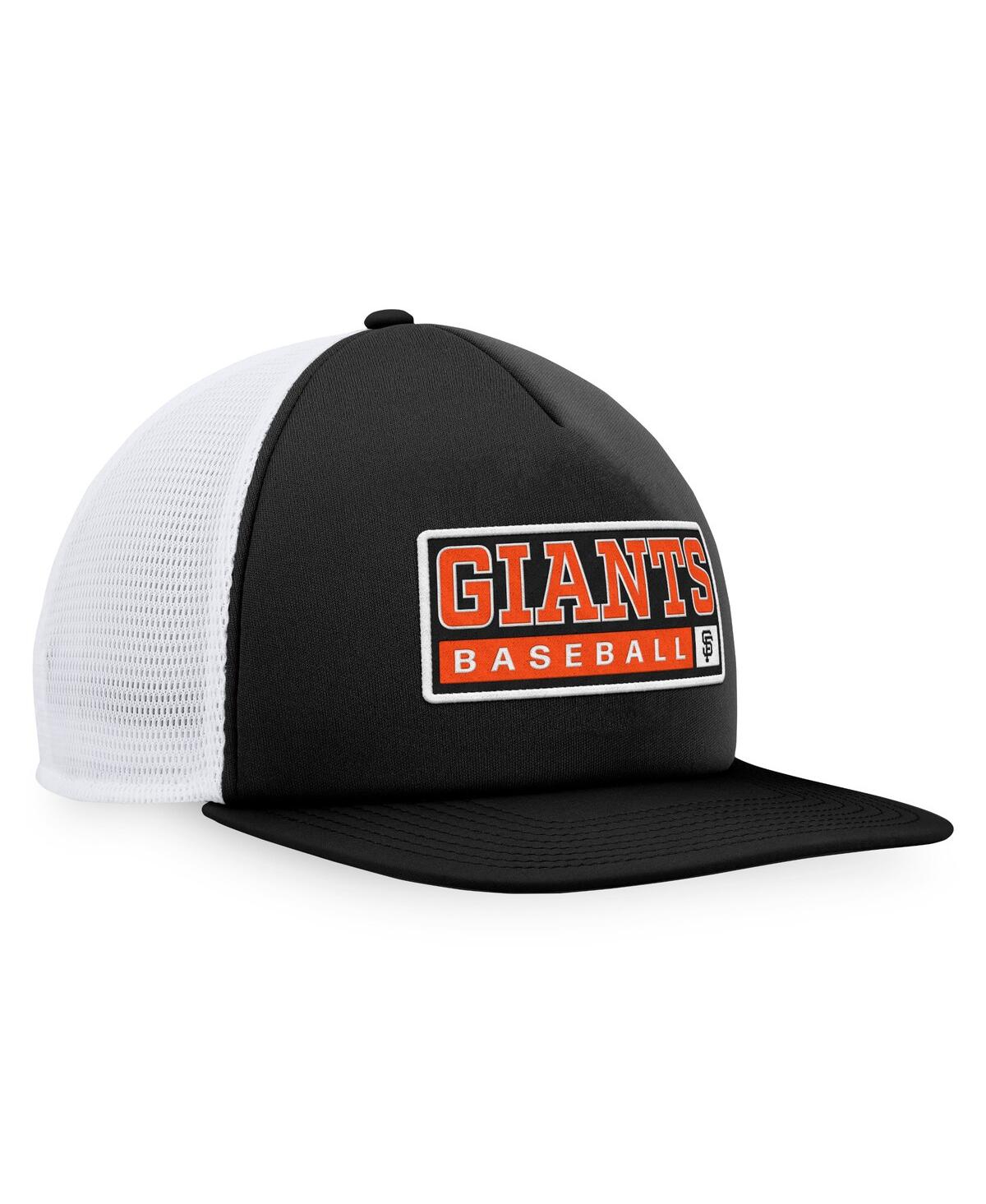 Shop Majestic Men's  Black, White San Francisco Giants Foam Trucker Snapback Hat In Black,white