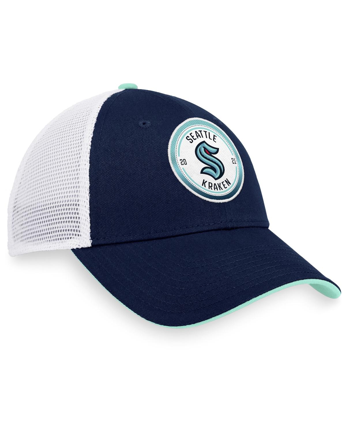 Fanatics Men's  Deep Sea Blue, White Seattle Kraken Iconic Gradient Trucker Snapback Hat In Deep Sea Blue,white