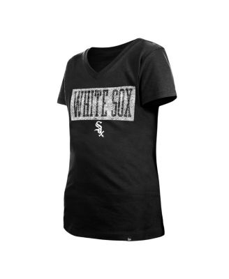 Big Girls Black Chicago White Sox Flip Sequin Team V-Neck T-shirt