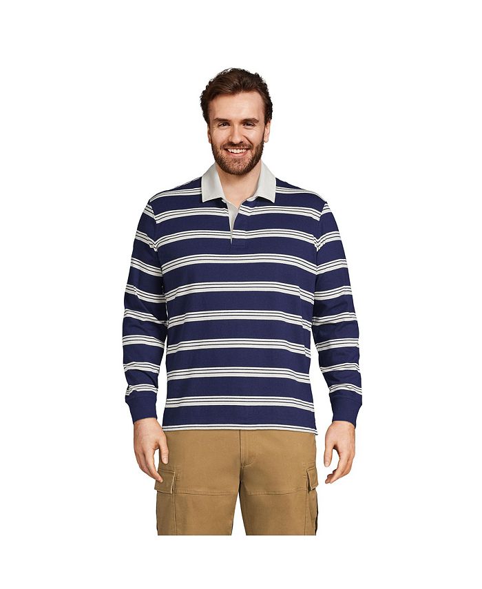 Lands' End Men's Big and Tall Long Sleeve Stripe Rugby Shirt Macy's