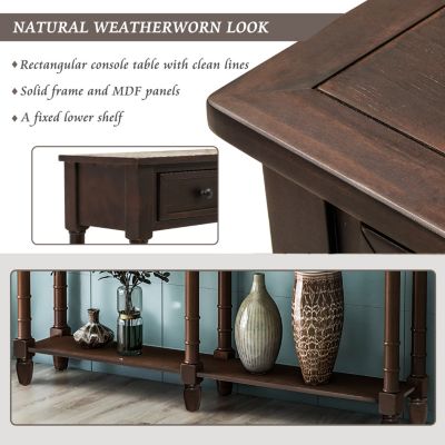 Console Table with Drawers and Shelf