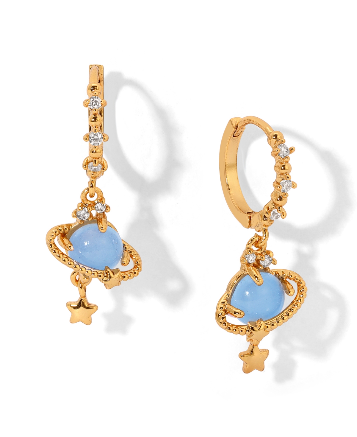 Girls Crew Crystal Celestial Blue Jupiter Hoop Earrings In Gold