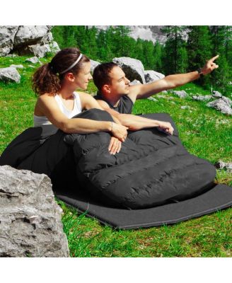 Double 2 Person Sleeping Bag Waterproof w/ 2 Pillows Camping Queen Size XL