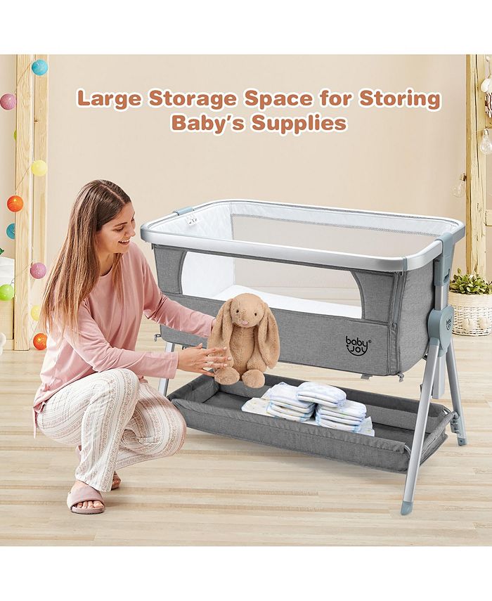 Costway Baby Bed Side Crib Portable Adjustable Infant Travel Sleeper