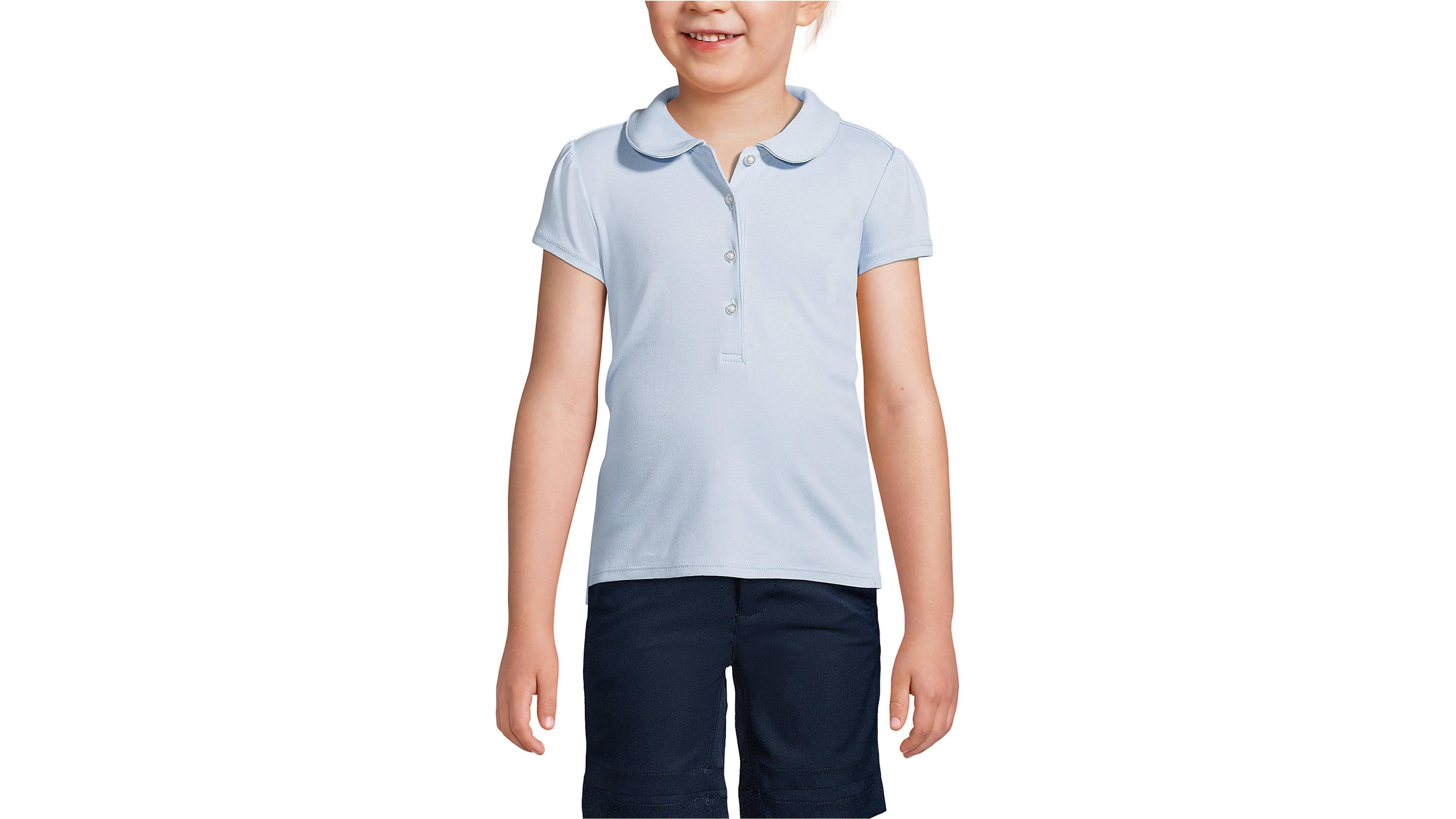 Lands' End Girls Short Sleeve Peter Pan Collar Polo Shirt