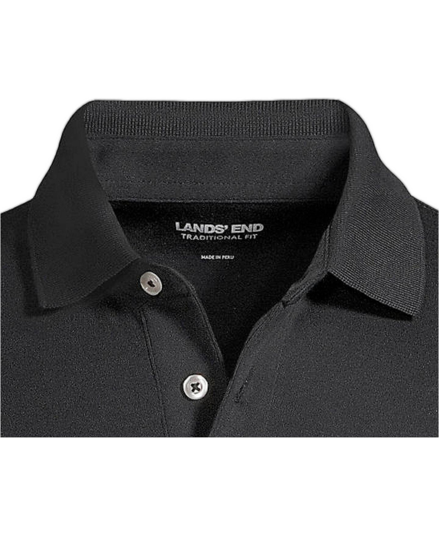 Мужское поло Lands' End Big & Tall Short Sleeve Cotton Supima Polo Shirt, цвет: Чёрный — фото 7