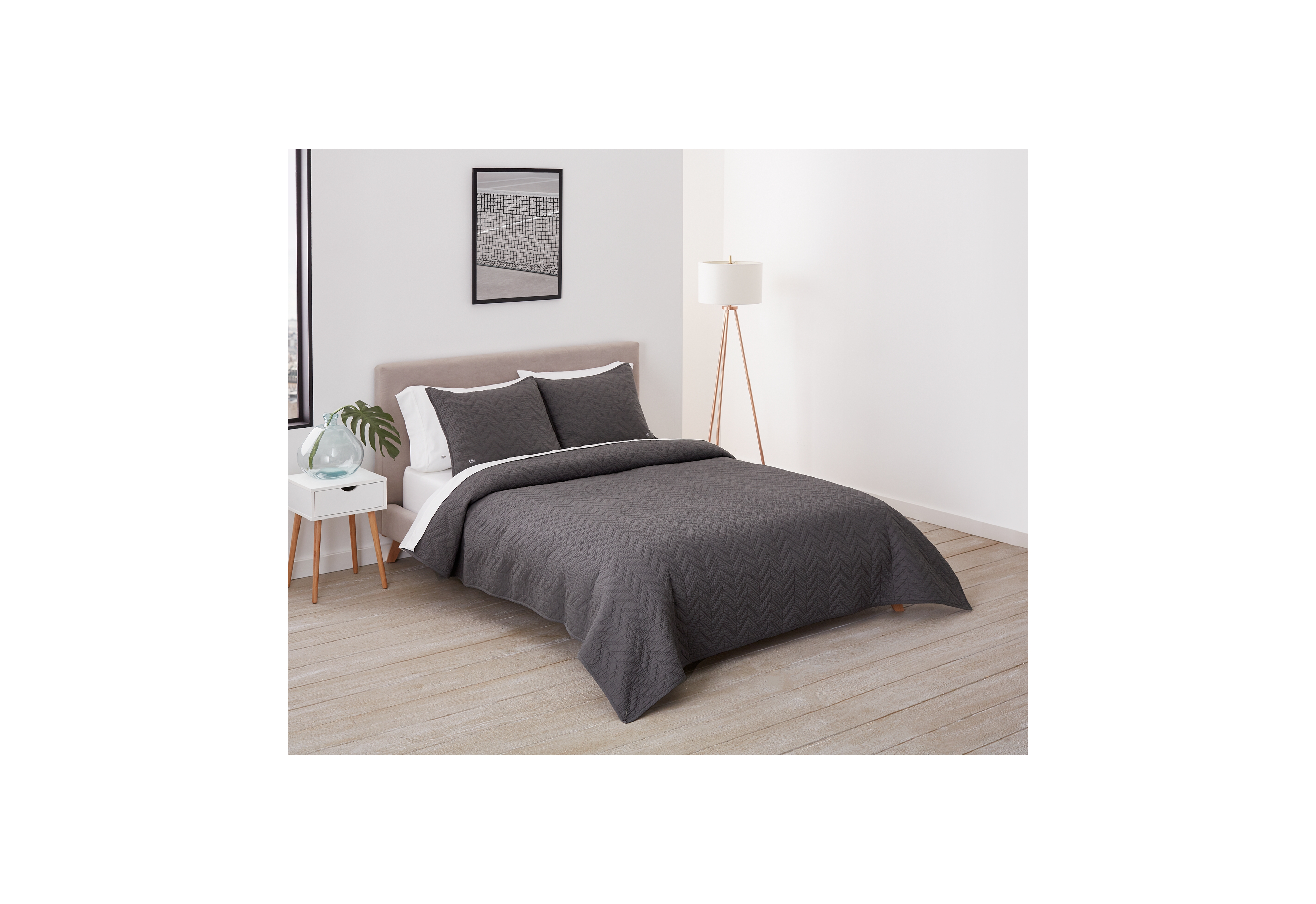 Closeout! Lacoste Home Herringbone Stitch Quilt Set, Twin