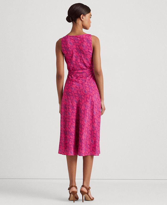 Lauren Ralph Lauren Women's Geo-Print Belted Crepe Midi Dress - Macy's