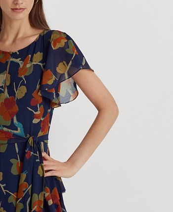 Women's Floral Ruffle-Trim Georgette Dress, Regular & Petite