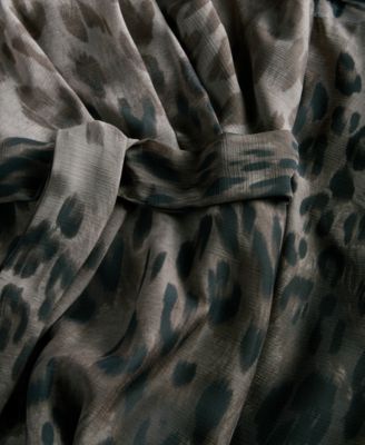 Women's Printed Faux-Wrap Balloon-Sleeve Dress