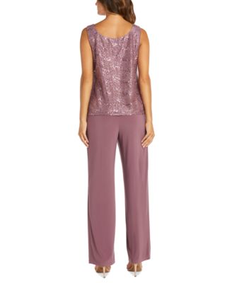 3-Pc. Sequined Lace Pantsuit & Jacket