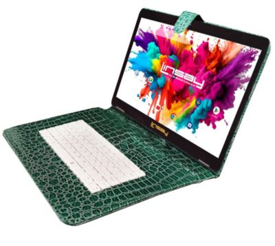 New 10.1" Tablet Octa Core 128GB with Exclusive Luxury Green Crocodile Style Keyboard Newest Android 15