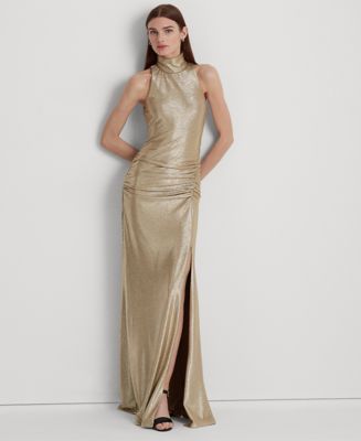 Lauren Ralph Lauren Women s Metallic Sleeveless Turtleneck Gown Macy s