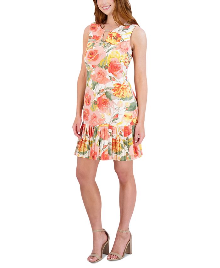 Sandra Darren Women's Floral-Print Pleated Sheath Dress - Macy's
