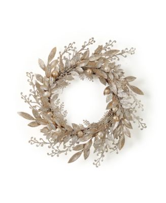 Holiday Lane Gold-tone Foliage Wreath, Created For Macy's - Macy's